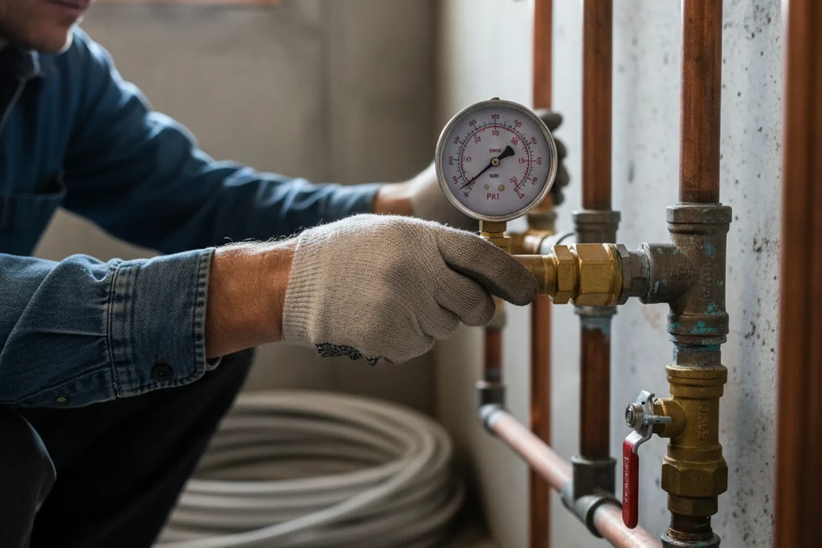 Pressure testing a repaired line during Water Line Repair in Palisades Park